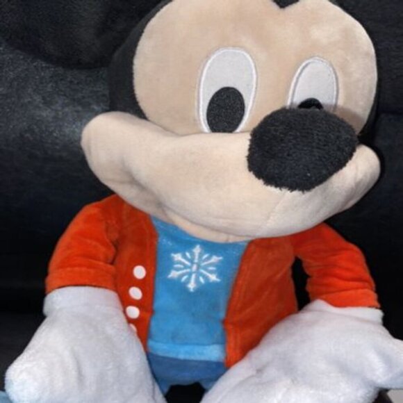 2017 Disney Mickey Mouse Plush 19" Large Snowflake Christmas Holiday Pre Owned - Picture 4 of 11